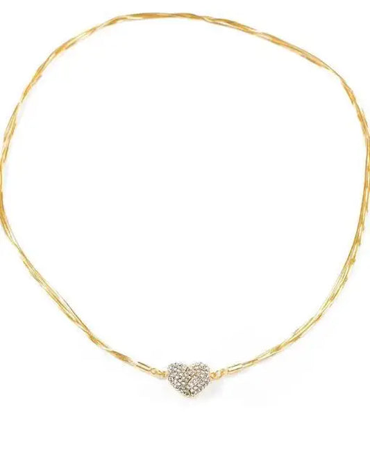 Crushed Heart Rhinestone Choker